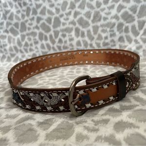 Vintage C&M Leather Belt Hand Tooled Eagle Western Cowboy customized “Maxine” 32